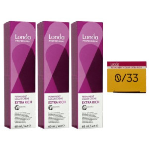Londa Professional permanente Cremehaarfarbe Extra Rich 3 x 60 ml 0/33 mixton gold intensiv