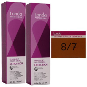 Londa Professional permanente Cremehaarfarbe Extra Rich 2 x 60 ml 8/7 hellblond braun