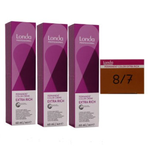 Londa Professional permanente Cremehaarfarbe Extra Rich 3 x 60 ml 8/7 hellblond braun