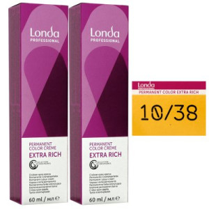 Londa Professional permanente Cremehaarfarbe Extra Rich 2 x 60 ml 10/38 hell lichtblond gold pearl