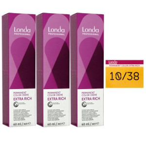 Londa Professional permanente Cremehaarfarbe Extra Rich 3 x 60 ml 10/38 hell lichtblond gold pearl