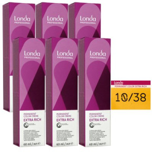 Londa Professional permanente Cremehaarfarbe Extra Rich 6 x 60 ml 10/38 hell lichtblond gold pearl