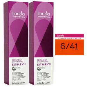 Londa Professional permanente Cremehaarfarbe Extra Rich 2 x 60 ml 6/41 dunkelblond rot asch