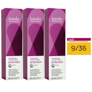 Londa Professional permanente Cremehaarfarbe Extra Rich 3 x 60 ml 9/36 lichtblond gold violett