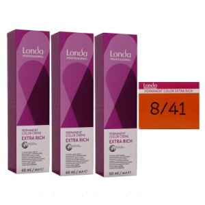 Londa Professional permanente Cremehaarfarbe Extra Rich 3 x 60 ml 8/41 hellblond rot asch