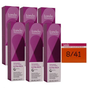 Londa Professional permanente Cremehaarfarbe Extra Rich 6 x 60 ml 8/41 hellblond rot asch