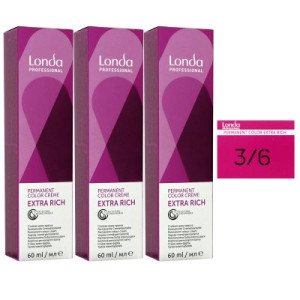 Londa Professional permanente Cremehaarfarbe Extra Rich 3 x 60 ml 3/6 dunkelbraun violett