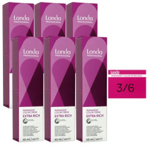 Londa Professional permanente Cremehaarfarbe Extra Rich 6 x 60 ml 3/6 dunkelbraun violett