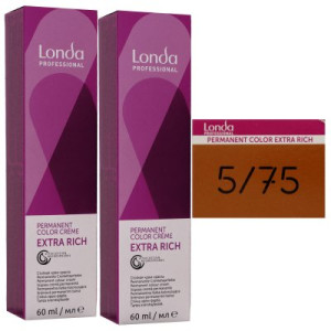 Londa Professional permanente Cremehaarfarbe Extra Rich 2 x 60 ml 5/75 hellbraun braun rot