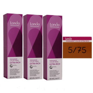 Londa Professional permanente Cremehaarfarbe Extra Rich 3 x 60 ml 5/75 hellbraun braun rot