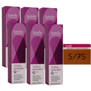 Londa Professional permanente Cremehaarfarbe Extra Rich 6 x 60 ml 5/75 hellbraun braun rot