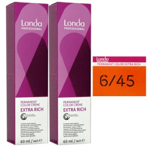 Londa Professional permanente Cremehaarfarbe Extra Rich 2 x 60 ml 6/45 dunkelblond kupfer rot