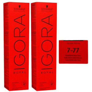 Schwarzkopf Igora Royal 2 x 60 ml 7-77 mittelblond kupfer extra Haarfarbe Cremefarbe