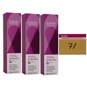 Londa Professional permanente Cremehaarfarbe Extra Rich 3 x 60 ml 7/ mittelblond natur warm