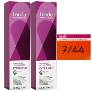 Londa Professional permanente Cremehaarfarbe Extra Rich 2 x 60 ml 7/44 mittelblond kupfer intensiv