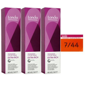Londa Professional permanente Cremehaarfarbe Extra Rich 3 x 60 ml 7/44 mittelblond kupfer intensiv