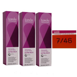 Londa Professional permanente Cremehaarfarbe Extra Rich 3 x 60 ml 7/46 mittelblond kupfer violett