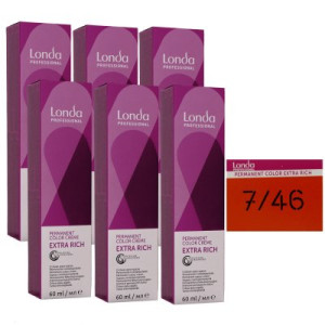 Londa Professional permanente Cremehaarfarbe Extra Rich 6 x 60 ml 7/46 mittelblond kupfer violett