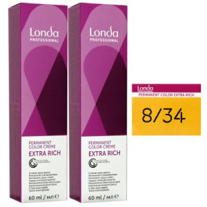 Londa Professional permanente Cremehaarfarbe Extra Rich 2 x 60 ml 8/34 hellblond gold kupfer