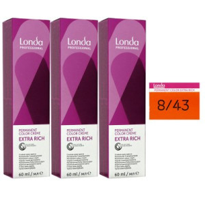 Londa Professional permanente Cremehaarfarbe Extra Rich 3 x 60 ml 8/43 hellblond kupfer gold