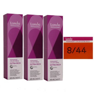 Londa Professional permanente Cremehaarfarbe Extra Rich 3 x 60 ml 8/44 hellblond kupfer intensiv