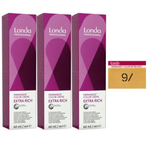 Londa Professional permanente Cremehaarfarbe Extra Rich 3 x 60 ml 9/ lichtblond natur warm