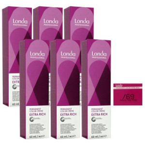 Londa Professional permanente Cremehaarfarbe Extra Rich 6 x 60 ml /69 mixton pastel violett cendre