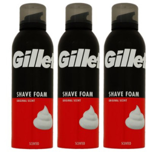 Gillette Shave Foam Rasierschaum 3 x 200 ml Original Scent für normale Haut