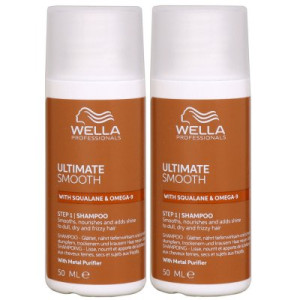 Wella Ultimate Smooth Shampoo 2 x 50 ml für trockenes Haar Step 1