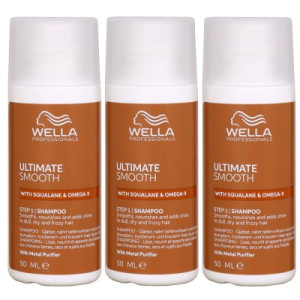 Wella Ultimate Smooth Shampoo 3 x 50 ml für trockenes Haar Step 1