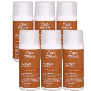 Wella Ultimate Smooth Shampoo 6 x 50 ml für trockenes Haar Step 1