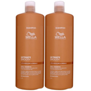 Wella Ultimate Smooth Shampoo 2 x 1000 ml für trockenes Haar Step 1