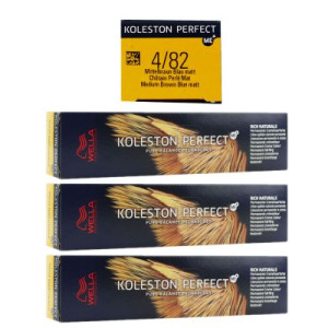 Wella Koleston Perfect ME Rich Naturals 3 x 60 ml 4/82 mittelbraun perl matt