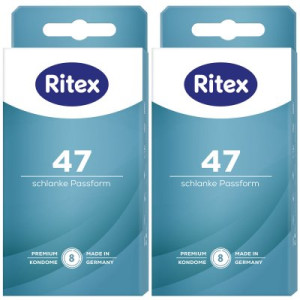 Ritex 47 Kondome 2 x 8 Stück Schlanke Passform Sicheres Gefühl bei schlankeren Größen