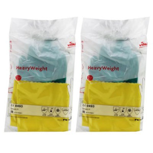 Vileda Heavy Weight Der Rohbuste Naturlatex Handschuh 2 x Gelb Grün Größe L