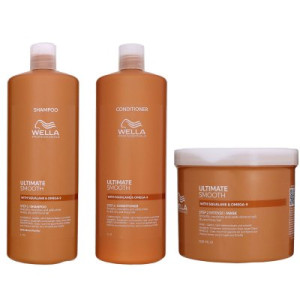 Wella Ultimate Smooth Shampoo 1000 ml & Conditioner 1000 ml & Mask 500 ml