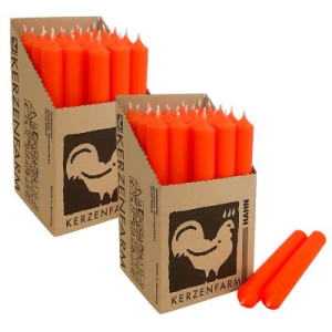 2 x 25 Stabkerzen Neon Orange - Neon Orange 180 x 22 mm Kerzenfarm Kerzen Candle