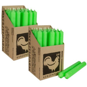 2 x 25 Stabkerzen Neon Grün - Neon Green 180 x 22 mm Kerzenfarm Kerzen Candle