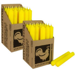 2 x 25 Stabkerzen Neon Gelb - Neon Yellow 180 x 22 mm Kerzenfarm Kerzen Candle