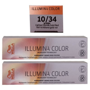 Wella Illumina 2 x 60 ml 10/34 hell lichtblond gold rot permanente Cremehaarfarbe