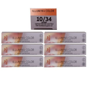 Wella Illumina 6 x 60 ml 10/34 hell lichtblond gold rot permanente Cremehaarfarbe