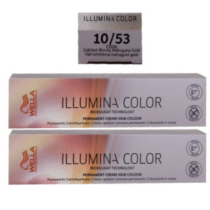 Wella Illumina 2 x 60 ml 10/53 hell lichtblond mahagoni gold permanente Cremehaarfarbe