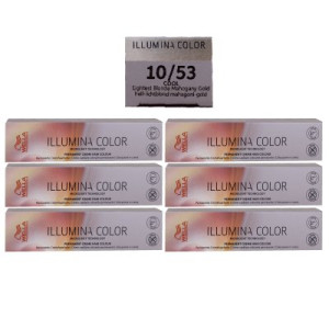 Wella Illumina 6 x 60 ml 10/53 hell lichtblond mahagoni gold permanente Cremehaarfarbe