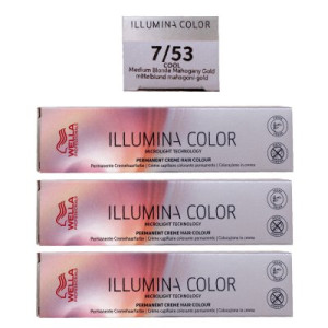 Wella Illumina 3 x 60 ml 7/53 mittelblond mahagoni gold