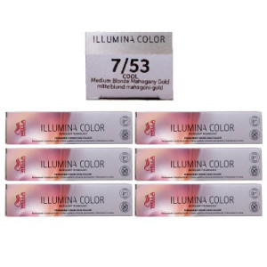 Wella Illumina 6 x 60 ml 7/53 mittelblond mahagoni gold