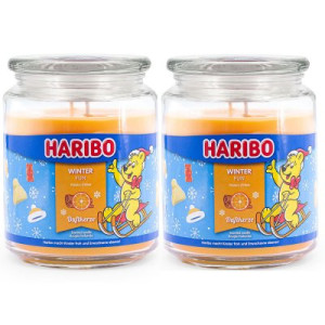 Haribo Winter Fun 2 x 510 g Gummibären Duftkerze im Glas