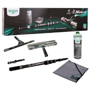 Unger Premium Ergo Tec Ninja Glasreinigungsset mit Teleskopstange 6 in 1 akn19