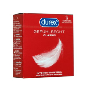 Durex Kondome Classic 3er Gefühlsecht intensives Gefühl