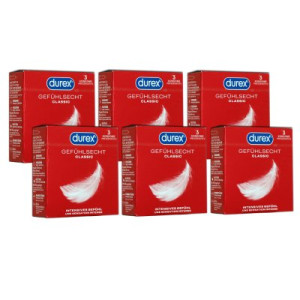 Durex Kondome Classic 6 x 3er Gefühlsecht intensives Gefühl