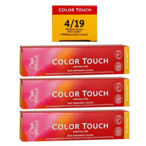 Wella Color Touch Rich Naturals 3 x 60 ml 4/19 mittelbraun asch cendre